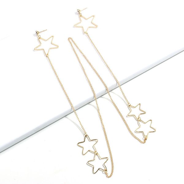 fashion gold alloy girl earrings necklace one-piece long hanging neck jewelry personalized five-pointed star collar pendant, Golden
fashion gold alloy girl earrings necklace one-piece long hanging neck jewelry personalized five-pointed star collar pendant, Golden