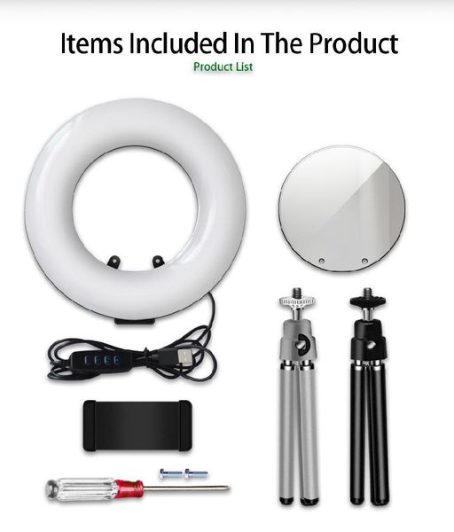 4 in 1 deskcosmetic live lamp 9 inch led ring light dimmable lighting for makeup usb universal white light
4 in 1 deskcosmetic live lamp 9 inch led ring light dimmable lighting for makeup usb universal white light