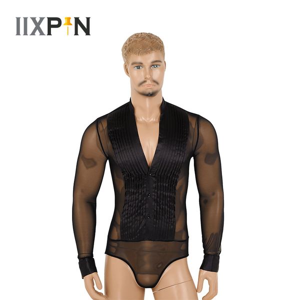 men latin dance deep v-neck long sleeve see through sheer mesh splice ballroom dance leotard bodysuit competition shirt, Black;red
men latin dance deep v-neck long sleeve see through sheer mesh splice ballroom dance leotard bodysuit competition shirt, Black;red