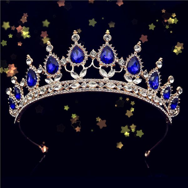 wedding crown bridal tiara blue crystal rhinestone crown hair jewelry for queen headdress pageant prom head ornaments, Golden;white
wedding crown bridal tiara blue crystal rhinestone crown hair jewelry for queen headdress pageant prom head ornaments, Golden;white