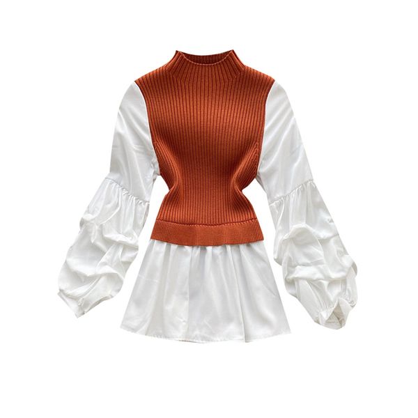 women's sweaters amolapha women knit patchwork sweater shirts lantern sleeve ladies woman casual slim fake 2 pieces, White;black
women's sweaters amolapha women knit patchwork sweater shirts lantern sleeve ladies woman casual slim fake 2 pieces, White;black