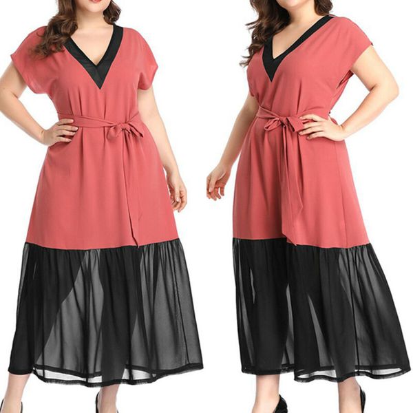women summer casual loose maxi dresses short sleeve v neck front tie color block, Black;gray
women summer casual loose maxi dresses short sleeve v neck front tie color block, Black;gray