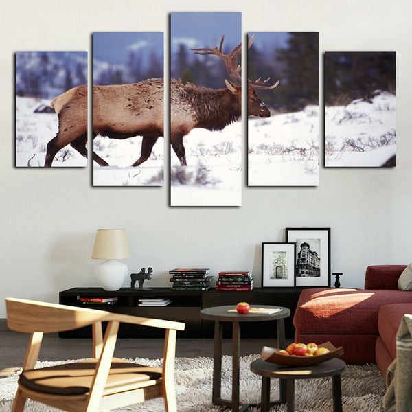 giclee canvas art print 5 panels winter snow forest deer picture printed on canvas oil painting wall art for home office wall decor
giclee canvas art print 5 panels winter snow forest deer picture printed on canvas oil painting wall art for home office wall decor