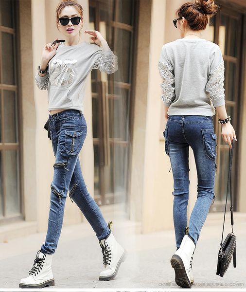 dark blue the new female personality jeans trousers fashion big yards pants zipper bag harlan more bound feet
dark blue the new female personality jeans trousers fashion big yards pants zipper bag harlan more bound feet