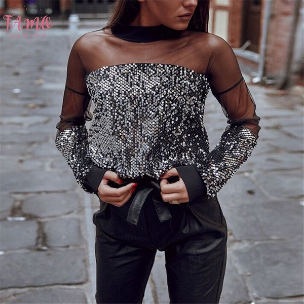 2020 сексуальные женщины смотрите через прозрачный mesh stand шеи sequined patchwrok длинным рукавом sheer блузка рубашка дамы плюс размер, White
2020 сексуальные женщины смотрите через прозрачный mesh stand шеи sequined patchwrok длинным рукавом sheer блузка рубашка дамы плюс размер, White