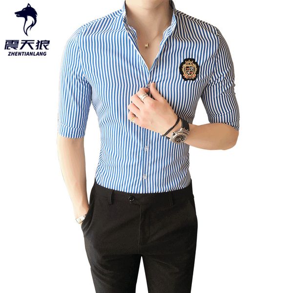stripe shirt men 2020 half sleeve slim fit men summer shirts luxury badge embroidery chemise homme manche court camisetas 5xl, White;black
stripe shirt men 2020 half sleeve slim fit men summer shirts luxury badge embroidery chemise homme manche court camisetas 5xl, White;black