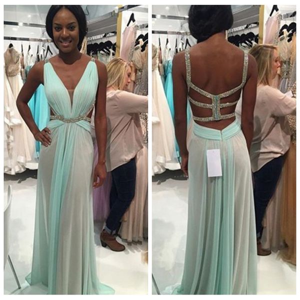 2019 spaghetti beaded backless chiffon long prom dresses pleated junior vestidos de soiree custom women evening party gowns cheap, Black
2019 spaghetti beaded backless chiffon long prom dresses pleated junior vestidos de soiree custom women evening party gowns cheap, Black