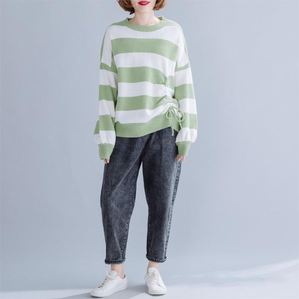 autumn winter women blouse long sleeved striped plus size knitted sweater loose casual women yoyikamomo, White;black
autumn winter women blouse long sleeved striped plus size knitted sweater loose casual women yoyikamomo, White;black