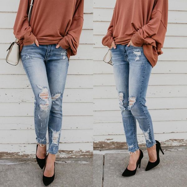 2019 fashion high waist hole casual jeans women pockets tassel denim pencil pants female elastic trousers, Blue
2019 fashion high waist hole casual jeans women pockets tassel denim pencil pants female elastic trousers, Blue