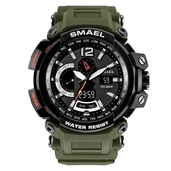 smeal watch waterproof 50m s resitant sport watches saat digital clock men army men watch sport, Slivery;brown