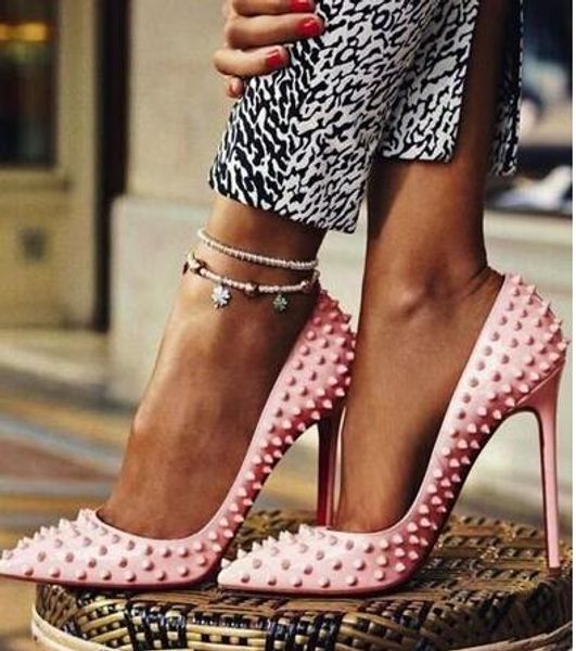 nude patent leather rivet spikes poined toes high heels shoes women lady genuine leather wedding shoes pumps stiletto heels, Black
nude patent leather rivet spikes poined toes high heels shoes women lady genuine leather wedding shoes pumps stiletto heels, Black
