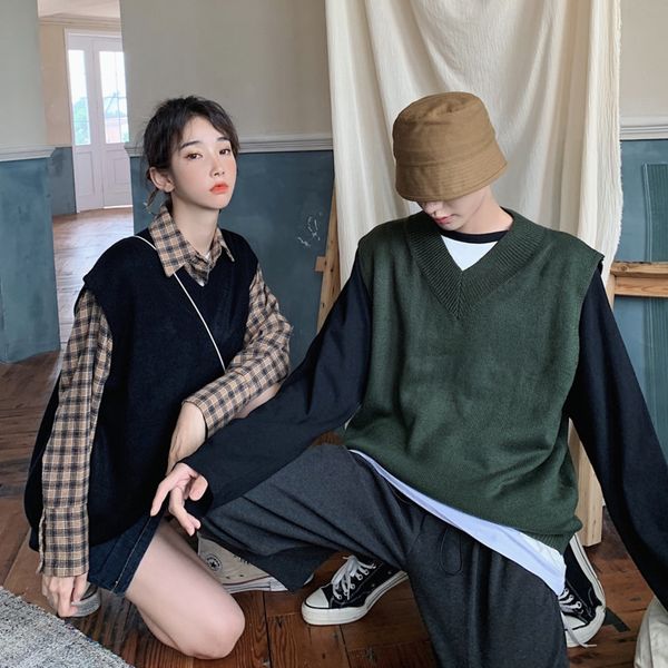 2019 autumn new trend korean fashion men' handsome couple knitted v-neck street hip-hop harajuku casual loose vest, White;black
2019 autumn new trend korean fashion men' handsome couple knitted v-neck street hip-hop harajuku casual loose vest, White;black