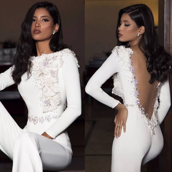 elegant satin jumpsuits long sleeves women prom dresses lace applique beads open back party gowns dubai arabic evening dress 2020, Black
elegant satin jumpsuits long sleeves women prom dresses lace applique beads open back party gowns dubai arabic evening dress 2020, Black