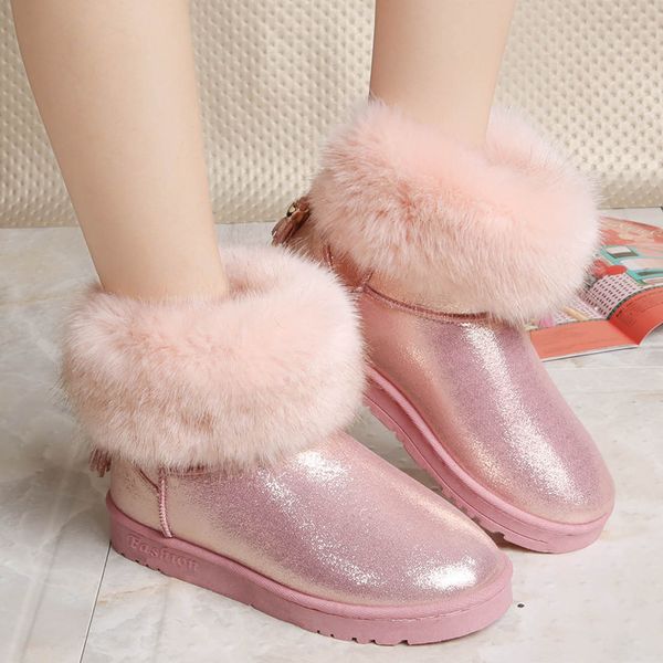 classic women boots winter warm fur snow boots platform waterproof tassel thick bottom women shoes pink ankle leather, Black
classic women boots winter warm fur snow boots platform waterproof tassel thick bottom women shoes pink ankle leather, Black