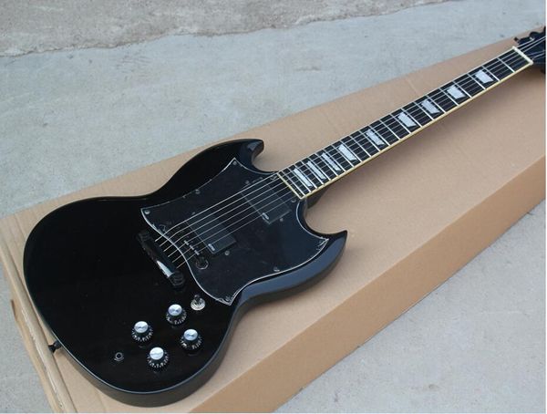 фабрика пользовательской черная гитара электрической с 2 пикапами, черная накладка, фиксированный мост, chrome hardwares, предлагает настр 
фабрика пользовательской черная гитара электрической с 2 пикапами, черная накладка, фиксированный мост, chrome hardwares, предлагает настр