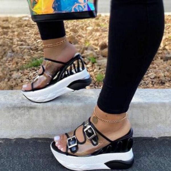 2020 new summer women wedge belt buckle high heel large size pvc outdoor green casual sandals candy-colored travel slippers, Black
2020 new summer women wedge belt buckle high heel large size pvc outdoor green casual sandals candy-colored travel slippers, Black