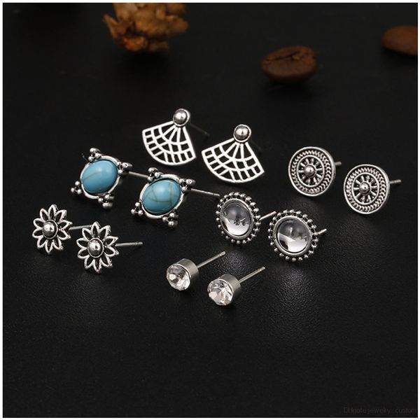 6 Pcs / Set Vintage Color Silver Earrings Crystal Stud Earrings For Women Earrings Jewelry Female Bohemia Gifts Style E0118
6 Pcs / Set Vintage Color Silver Earrings Crystal Stud Earrings For Women Earrings Jewelry Female Bohemia Gifts Style E0118