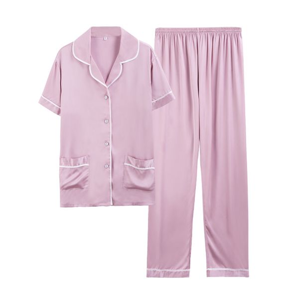 pijama saten mujer sleepwear set solid pyjama satin short sleeve women's night pajamas set summer pijama women home suit 2020, Blue;gray
pijama saten mujer sleepwear set solid pyjama satin short sleeve women's night pajamas set summer pijama women home suit 2020, Blue;gray
