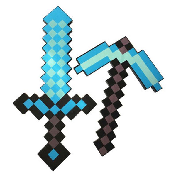 new design size minecrafted blue diamond sword soft eva foam toys sword gray pickaxe for children children toys minecraft lego