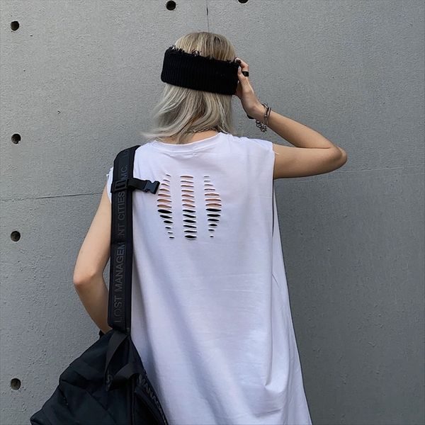 price control + ins harajuku system hole all-match foundation split base loose vest tide, White
price control + ins harajuku system hole all-match foundation split base loose vest tide, White