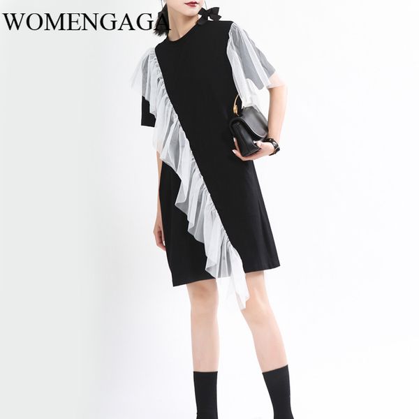 womengaga 2020 summer new patchwork dress folds mesh ruffles o-neck casual street hit color short girl female w0012, Black;gray
womengaga 2020 summer new patchwork dress folds mesh ruffles o-neck casual street hit color short girl female w0012, Black;gray