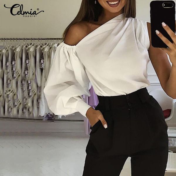 plus size celmia women summer spring off shoulder blouse long lantern sleeve asymmetric shirts casual elegant office blusas, White
plus size celmia women summer spring off shoulder blouse long lantern sleeve asymmetric shirts casual elegant office blusas, White