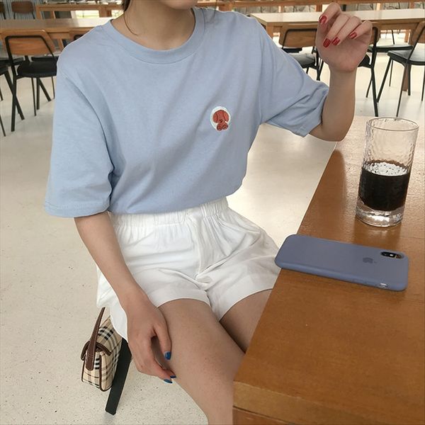2019 t-shirt candy summer dress women's simple candy color cartoon small badge short sleeve t-shirt women, White
2019 t-shirt candy summer dress women's simple candy color cartoon small badge short sleeve t-shirt women, White