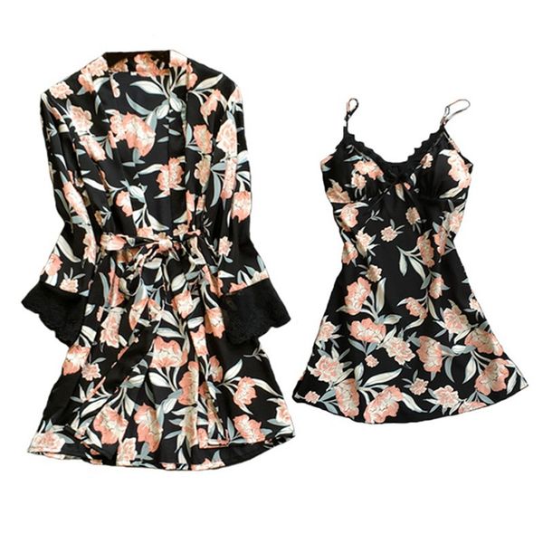 gown sets 2 pieces printed womens pajamas set satin lace pajamas women pyjama for femme silk sleepwear female robes, Black;red
gown sets 2 pieces printed womens pajamas set satin lace pajamas women pyjama for femme silk sleepwear female robes, Black;red