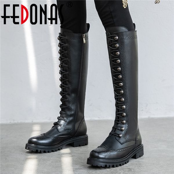 fedonas classic brogue long boots night club shoes woman genuine leather high heels women knee high boots punk motorcycle, Black
fedonas classic brogue long boots night club shoes woman genuine leather high heels women knee high boots punk motorcycle, Black