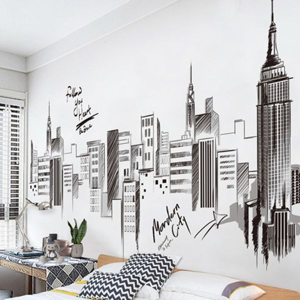 hand-painted wall stickers simple city sketch college dormitory paper modern living room decoration office wall decals wallpaper
hand-painted wall stickers simple city sketch college dormitory paper modern living room decoration office wall decals wallpaper