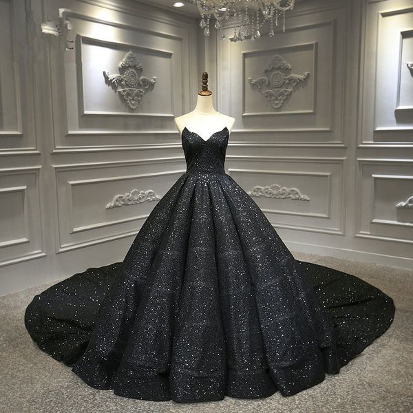 sparkly sequined ball gown prom dresses luxury strapless lace-up back evening gown plus size open back formal party wear, Black
sparkly sequined ball gown prom dresses luxury strapless lace-up back evening gown plus size open back formal party wear, Black