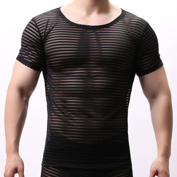 men undershirts mesh striped transparent tee camiseta interior hombre casual muscle bodybuilding fitness t-shirt underwear, Black;brown
men undershirts mesh striped transparent tee camiseta interior hombre casual muscle bodybuilding fitness t-shirt underwear, Black;brown