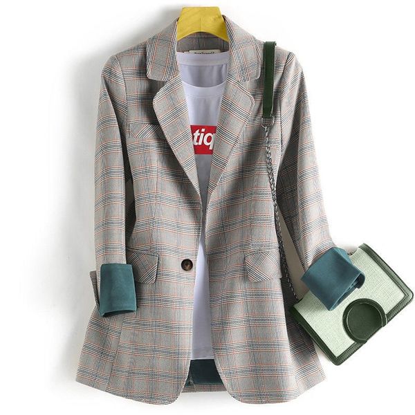 women's suits & blazers plaid blazer women outerwear 2021 spring autumn fashion korean loose one button suit streetwear ladies patchwor, White;black
women's suits & blazers plaid blazer women outerwear 2021 spring autumn fashion korean loose one button suit streetwear ladies patchwor, White;black