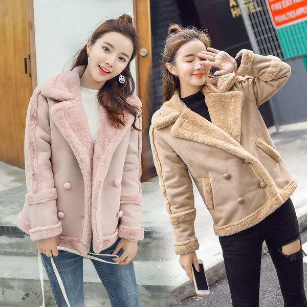 2019 new fashion autumn suede fleece warm coat women short parka long sleeve woolen double breasted jackets winter clothes v934, Tan;black
2019 new fashion autumn suede fleece warm coat women short parka long sleeve woolen double breasted jackets winter clothes v934, Tan;black