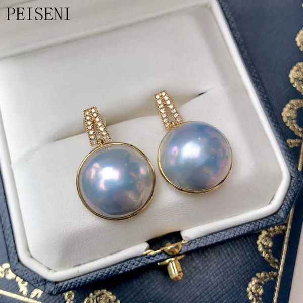 peiseni g18k original design fine jewelry pearl earrings 2020 natural mabe pearl jewelry 15-16mm earrings for women wholesale, Golden;silver
peiseni g18k original design fine jewelry pearl earrings 2020 natural mabe pearl jewelry 15-16mm earrings for women wholesale, Golden;silver