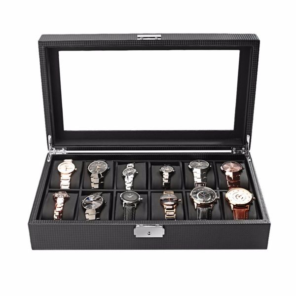 high-grade 12 slots carbon fiber design jewelry display packaging organizer watch box storage holder container display black, Black;blue
high-grade 12 slots carbon fiber design jewelry display packaging organizer watch box storage holder container display black, Black;blue
