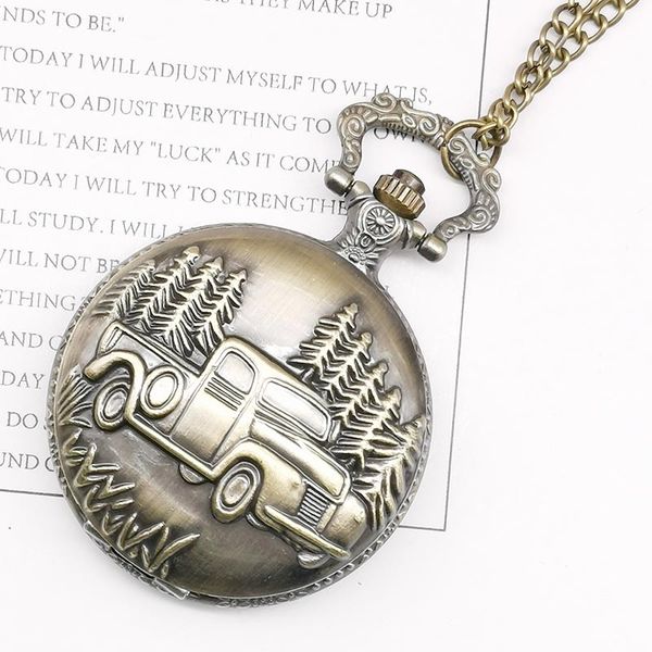 large forest car steampunk quartz pocket watch antique bronze truck pendant clock with chain for men women, Slivery;golden
large forest car steampunk quartz pocket watch antique bronze truck pendant clock with chain for men women, Slivery;golden