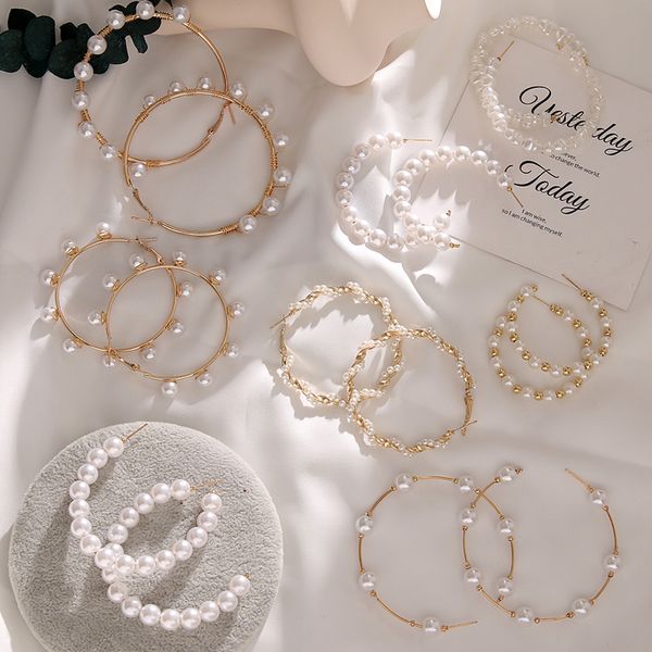 vintage large plain gold color metal pearl hoop earrings fashion big circle hoops statement earrings for women party jewelry, Golden;silver
vintage large plain gold color metal pearl hoop earrings fashion big circle hoops statement earrings for women party jewelry, Golden;silver