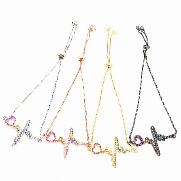 10pcs/lot new design paved rainbow cubic zirconia heart beat link chain bracelet adjustable rainbow jewelry, Black
10pcs/lot new design paved rainbow cubic zirconia heart beat link chain bracelet adjustable rainbow jewelry, Black