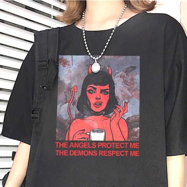 the angels protect me the demons respect me print t-shirt chic harajuku vintage bf large size loose women's fashion t-shirt, White
the angels protect me the demons respect me print t-shirt chic harajuku vintage bf large size loose women's fashion t-shirt, White