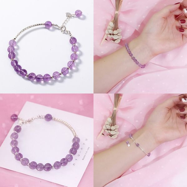 925 silver natural crystal lavender amethyst bracelet woman concise student maiden honey bracelet wholesale bracelets mix color, Black
925 silver natural crystal lavender amethyst bracelet woman concise student maiden honey bracelet wholesale bracelets mix color, Black