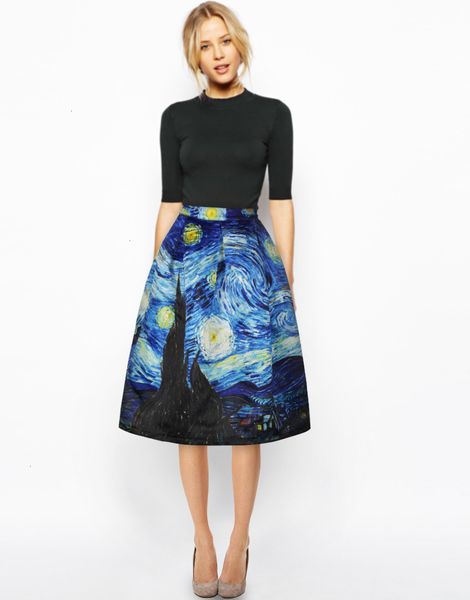 women skirts skirt vintage high waist work wear midi skirts womens van gogh painting clouds printing jupe femme saias 4xl, Black
women skirts skirt vintage high waist work wear midi skirts womens van gogh painting clouds printing jupe femme saias 4xl, Black