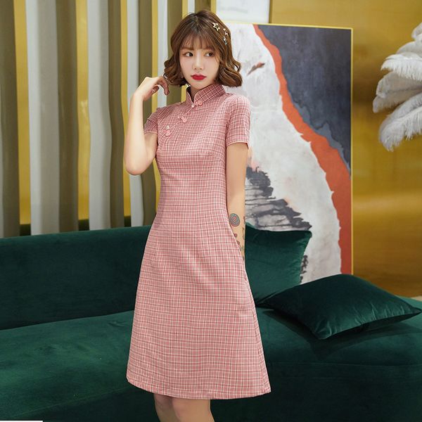 chinese dress vintage pink little plaid women oriental robe cheongsam modern qipao female china elegant casual party new year, Red
chinese dress vintage pink little plaid women oriental robe cheongsam modern qipao female china elegant casual party new year, Red