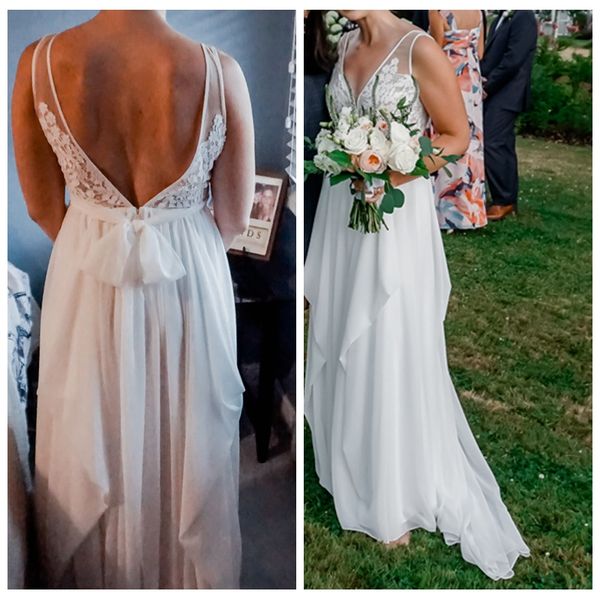 romantic white a line beach wedding dresses deep v-neck lace appliques people wedding dress with draped skirt bridal gowns online
romantic white a line beach wedding dresses deep v-neck lace appliques people wedding dress with draped skirt bridal gowns online