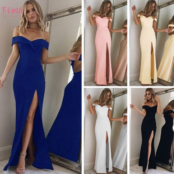 2020 summer women dress elegant party evening vestidos blue slim club cotton maxi dress female off shoulder long robe, Black;gray 
2020 summer women dress elegant party evening vestidos blue slim club cotton maxi dress female off shoulder long robe, Black;gray