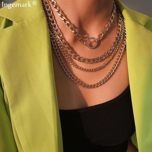 exaggerated chunky chain choker necklace collar statement punk multi layer crystal circle pendant chain necklace women jewelry, Silver
exaggerated chunky chain choker necklace collar statement punk multi layer crystal circle pendant chain necklace women jewelry, Silver