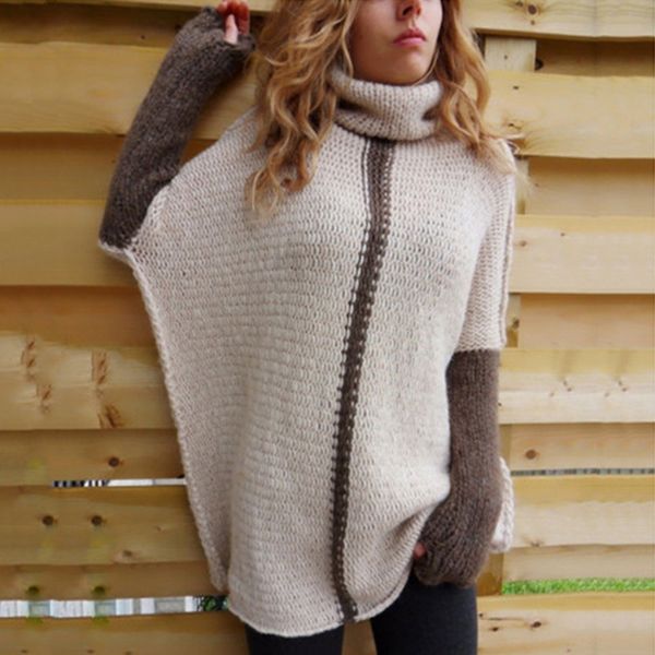 winter patchwork long sweater women loose turtleneck plus size sweater 2019 fashion pullover european casual female clohting, White;black
winter patchwork long sweater women loose turtleneck plus size sweater 2019 fashion pullover european casual female clohting, White;black