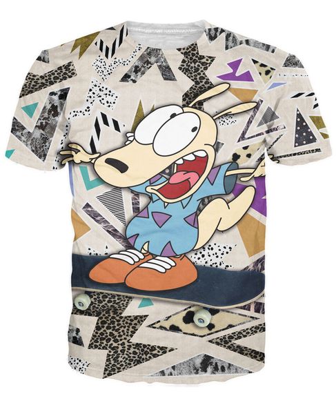 women men rocko's modern life t-shirt popular cartoon australian wallaby rocko t-shirt 90s fashion summer short sleeve k732, White;black
women men rocko's modern life t-shirt popular cartoon australian wallaby rocko t-shirt 90s fashion summer short sleeve k732, White;black