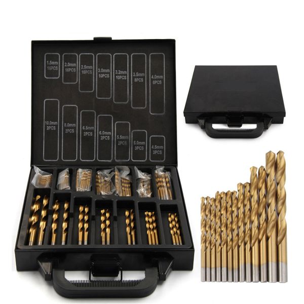 haanzhall iron box packing 99pcs hss twist drill bits set 1.5-10mm titanium coated surface 118 degree for drilling woodworking
haanzhall iron box packing 99pcs hss twist drill bits set 1.5-10mm titanium coated surface 118 degree for drilling woodworking