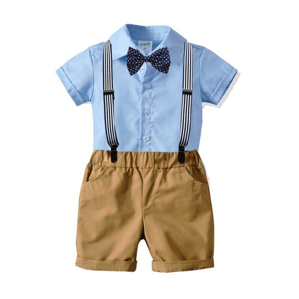 childrens summer shirt suit boys british style bow tie dress suit baby grasps weeks gentleman suspender pants, Blue
childrens summer shirt suit boys british style bow tie dress suit baby grasps weeks gentleman suspender pants, Blue